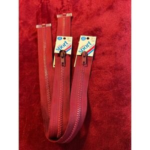 Coats & Clark 18 Inch Separating Sport Zipper Burgundy 39B Lot of 2‎ Made in USA